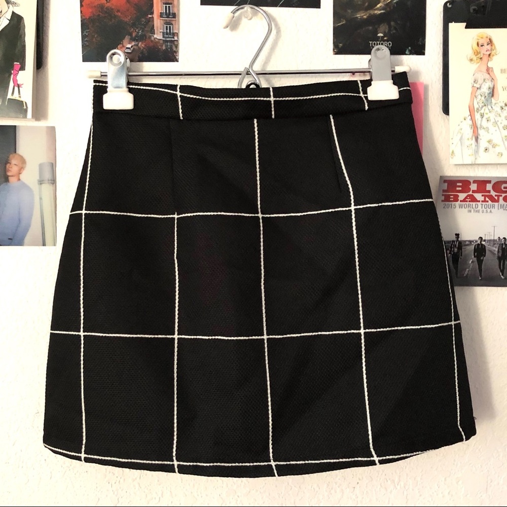 Black and white grid skirt